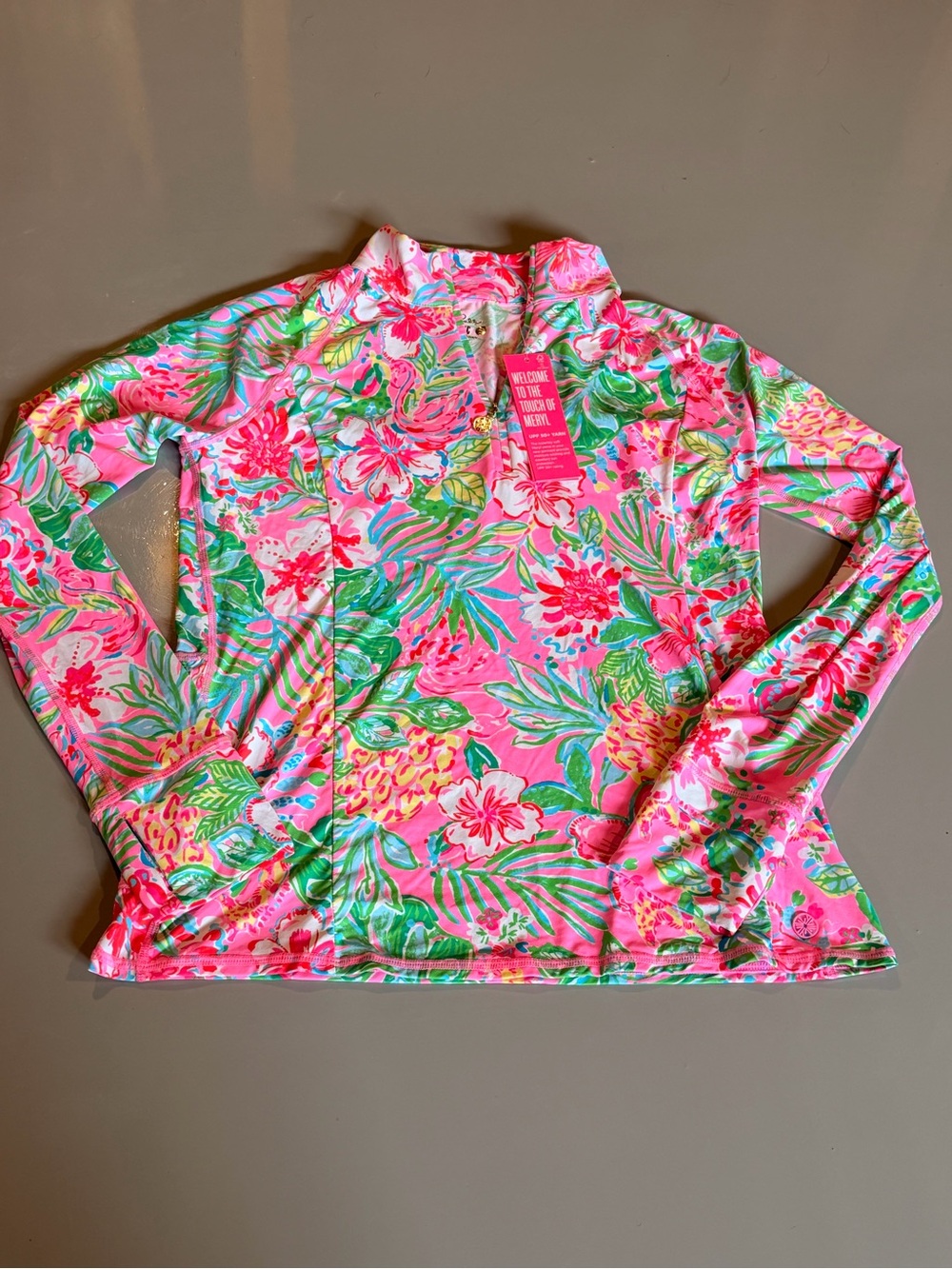 Lilly Pulitzer Pink Tropical Floral Long Sleeve Pullover